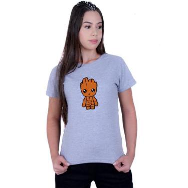 Imagem de Camiseta Baby Look Feminina Baby Groot Guardião - Lafre, Cinza, P
