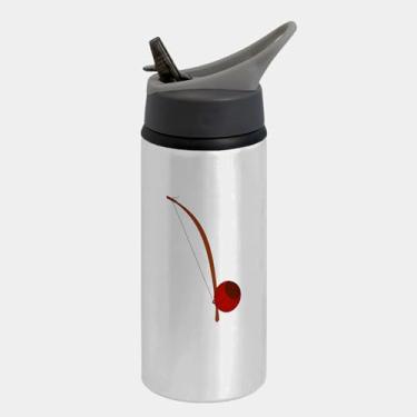 Imagem de Garrafa Squeeze Bico Prata 600ml - BERIMBAU INSTRUMENTO DESENHO CAPOEIRA