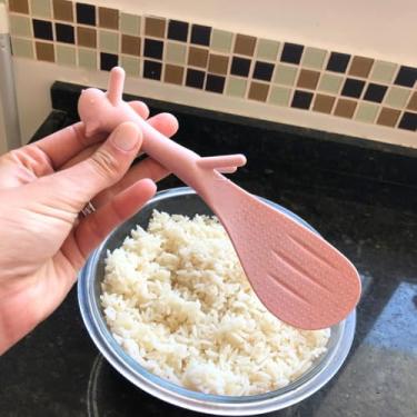 Imagem de Colher de Arroz para arroz japonês Gohan ou tradicional, Não risca Panela Modelo Esquilo Fofo - Cor: Rosa