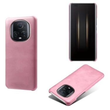 Imagem de Capa para Honor Magic 5 Ultimate,Proteção contra quedas,Casca de volta de cor sólida simples,Design de couro de imitação de plástico-Pink