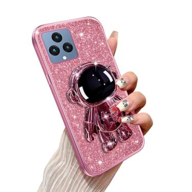 Imagem de Annyojo Capa de telefone para T-Mobile Revvl 6 com suporte de astronauta e cordão macio TPU Bling capa de proteção à prova de choque para T-Mobile Revvl 6, ouro rosa