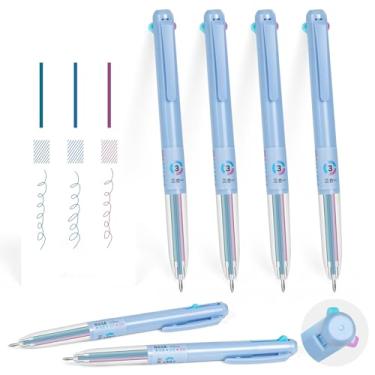 Imagem de Canetas de gel retráteis 3 em 1 coloridas - 0,5 mm de ponta fina e escrita suave - canetas de gel multicoloridas de tinta gel para agenda, enfermeira 6 unidades em 3 cores (azul glacial, névoa de