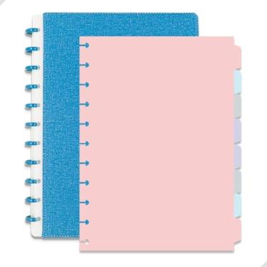 Imagem de Kit Caderno Grande inteligente A4 11 Discos 30x22cm + 8 Divisórias Coloridas Removíveis | Páginas Reposicionáveis, Organização Flexível para Estudo, Trabalho, Planner e Anotações Diárias (Azul)