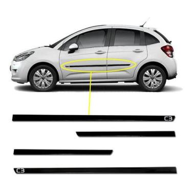 Imagem de Friso Lateral Slim C3 2013 a 2023 Kit Black (Preto Brilhante) Adesivo 