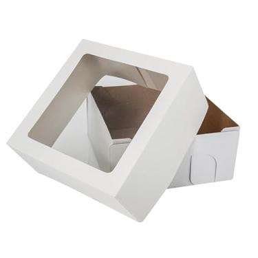 Imagem de "Patchii Embalagens Caixa para Bolo Liso White - Embalagem Versátil para Bolos e Doces (White, 320x320x150) Pac. 5UN.
