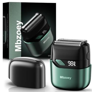 Imagem de Barbeadores elétricos de alumínio para homens, mini barbeador elétrico, barbeador facial compacto, navalha IPX7 à prova d'água e seco sem fio, tela de LED, recarregável rápido USB-C, verde esmeralda