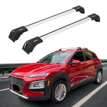 Imagem de ERKUL Barras transversais de rack de teto para Hyundai Kona 2018-2023 | Barras transversais de alumínio com trava antirroubo para telhado, transportador de carga, bagagem, caiaque, canoa, bicicleta |