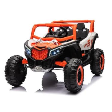 Imagem de Bang Toys - Carrinho Elétrico Infantil UTV R3 12V - com Portas que Abrem, Luzes, Sons, Bluetooth, Controle Remoto - Suporta até 30kg - Cor Laranja