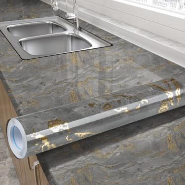 Imagem de LXCREAT Papel de parede de mármore descasque e cole bancadas de papel de contato para armários de 40 cm x 696 cm