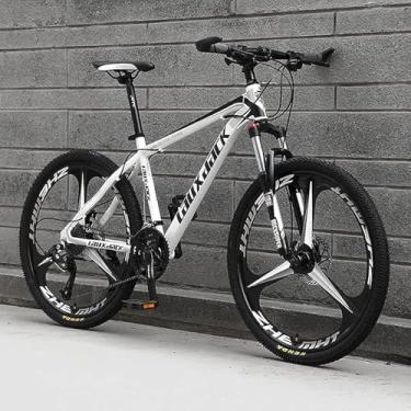 Imagem de Bicicletas de montanha dobráveis de 26", bicicletas MTB de 21/24/27/30 velocidades, rodas de suspensão total de 26 polegadas e 3 raios, bicicleta antiderrapante para homens / mulheres, E, 30