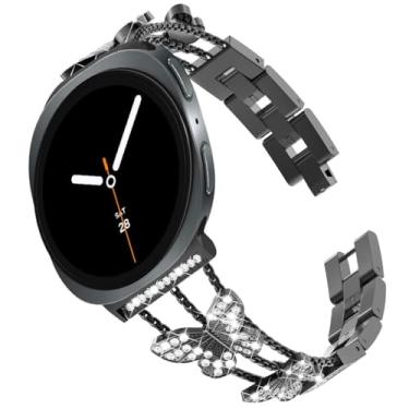 Imagem de Sankel Compatível com Samsung Galaxy Watch 8 de 40 mm e 44 mm/8 Classic de 46 mm 2025, pulseira feminina de metal de substituição com strass para Galaxy Watch 8/8 Classic (preto)