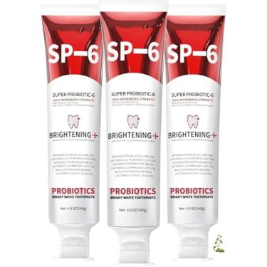 Imagem de Pasta de dente clareadora Sp-6 Probióticos, pasta de dente ultra branqueadora Sp-6, sem flúor, sabor menta fresca para saúde bucal, fórmula aprimorada com seguro para esmalte (3)
