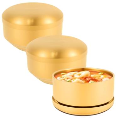 Imagem de Tcwhniev 3 peças de tigela de arroz de aço inoxidável com tampa, tigela multiuso de parede dupla, tigelas de sopa isoladas, tigelas de lanches para molhos, sopa de macarrão de arroz, lavável na