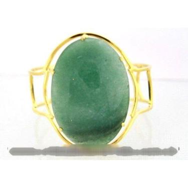 Imagem de Bracelete Fixo Pedra Grande Aventurina Verde Armação Suave