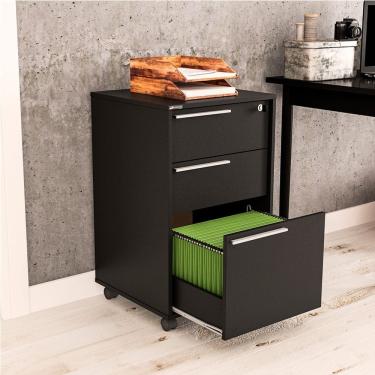 Imagem de Gaveteiro Maia 2 Gavetas com Chave Preto Politorno Móveis