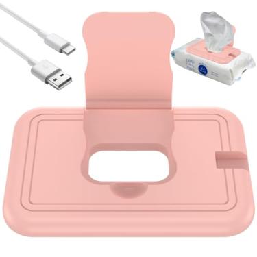 Imagem de Aquecedor de lenços umedecidos para viagem, aquecedor portátil leve de 15 x 10 cm com função de temperatura constante, aquecedor doméstico alimentado por USB, aquecedor de lenços de aquecimento rápido