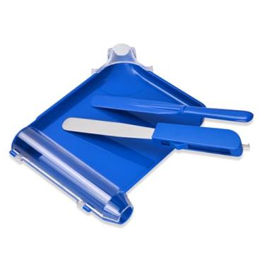 Imagem de SimCoach Bandeja de contagem de pílulas, contador de comprimidos à direita com espátula, bandeja maior de contagem de farmácia com tampa guia adicional (azul)