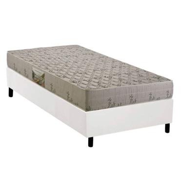 Imagem de Cama Box Solteiro: Colchão Espuma D33 Herval Cannes + Base CRC Corano White (88x188)
