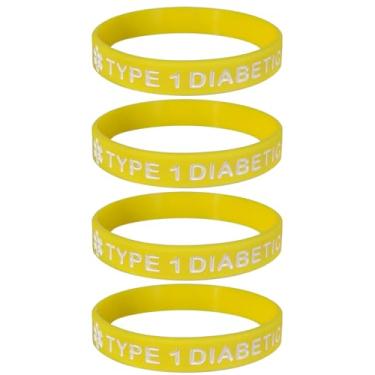 Imagem de Max Petals Pulseira de silicone tipo 1 com identificação de alerta médico dependente de insulina diabética pacote com 4 unidades, One Size, Borracha, Sem Pedra Preciosa