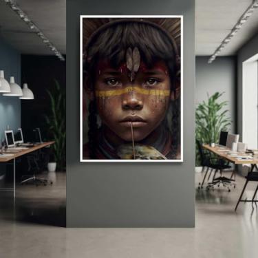 Imagem de Quadro com Moldura India Selva Amazonica Brasil Decorativo Grande Sala Quarto Hall