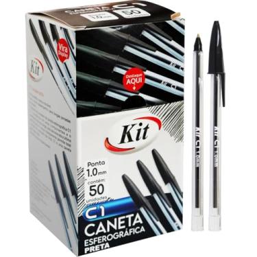 Imagem de Caneta Esferográfica KIT C1 Preta 1.0 mm – Ponta Média, Escrita Suave e Confortável – caixa com 50 unidades.