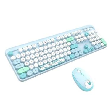 Imagem de Teclado e Mouse Sem Fio Kit 2.4G Wireless com Mousepad (Apenas 2.4G Azul)