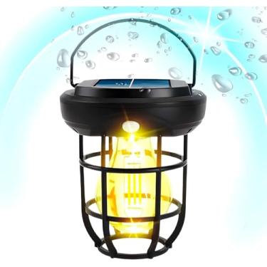 Imagem de Luminária Lampião Retrô Recarregável Solar Com Sensor TDT501 - Recarregável com Luz Solar e Sensor de Presença - Luminária Portátil de Multiuso para Casa e Jardim Acampamentos Pesca Trilhas