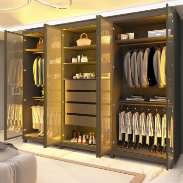 Imagem de Guarda-roupas Casal Absolut New 6 Portas Com 6 Portas Reflecta Com Pés Grafite - Gelius