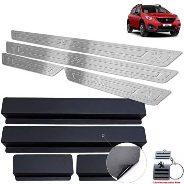 Imagem de Soleira Aço Inox Peugeot 2008 2020 2021 Prata Baixo Relevo