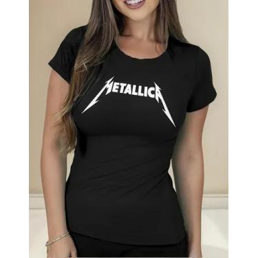 Imagem de Camiseta Camisa Algodão Feminina Masculina Adulto Banda Metallica Rock