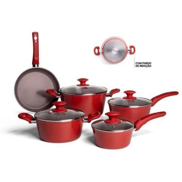 Imagem de Jogo panelas brinox antiaderente ceramic life 5 pecas optima com induc