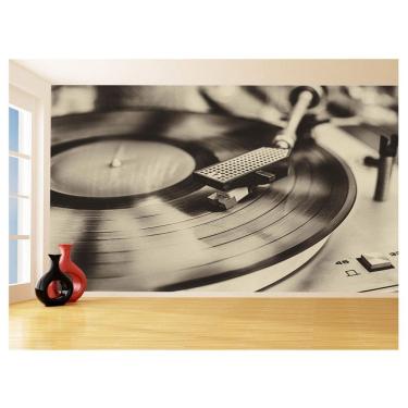Imagem de Papel De Parede 3D Musica Vinil Preto Branco Dj 3,5M Mus48