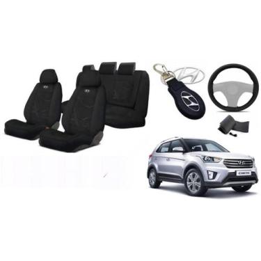 Imagem de Combo Capas Aconchego Creta 14-24 + Volante + Chaveiro - Ferro Tech