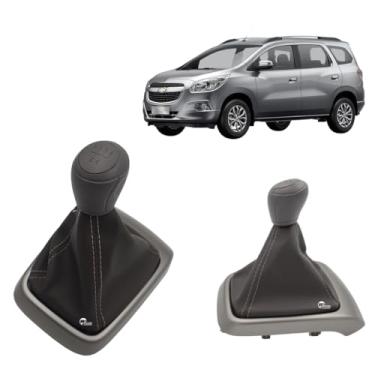 Imagem de Kit Coifa de Cambio Manopla Spin 2013 2014 2015 2016 2017 2018 Base Cinza Claro Bola Cinza