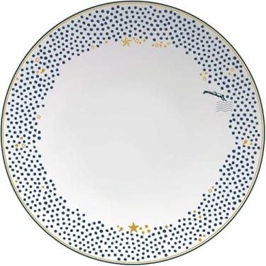 Imagem de Germer, Prato fundo em porcelana, modelo Convexa, Funtasy, Ø 20,5 cm,Branco com detalhes em azul e dourado