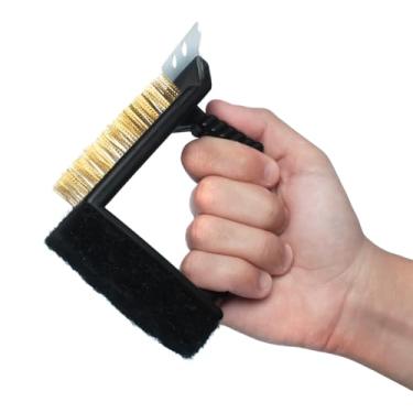 Imagem de Escova Para Grelha Cerdas de Aço Limpa Churrasqueira Com Raspador e Esponja 3 em 1
