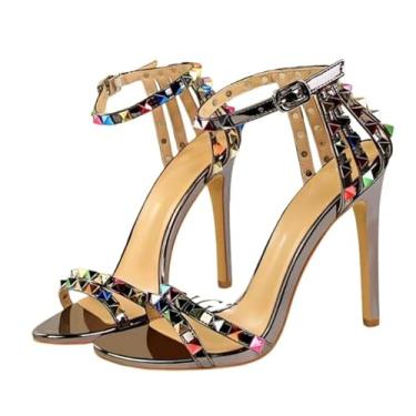 Imagem de Sandália decorada com Spikes em Diamantes (Grafite, BR, Adulto, Numérico, 37, Padrão)