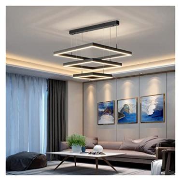 Imagem de Lustre moderno LED, luminária pendente moderna Led - Luminária suspensa Cozinha Restaurante Bar Sala de estar Quarto Cabeceira Decoração interna Luz quadrada, Lustre LED moderno, Luminária r