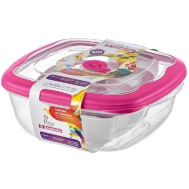 Imagem de Conjunto De 3 Potes Plásticos Quadrados Vermelho - 712-57c - Sanremo