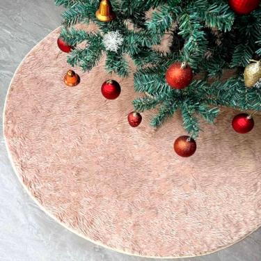 Imagem de Saia marrom para árvore de Natal, 121 cm, rústica, para casa de fazenda, neutra e fofa, pele sintética, vintage, para árvores de Natal boho, decoração de festa de ano novo, suprimentos internos