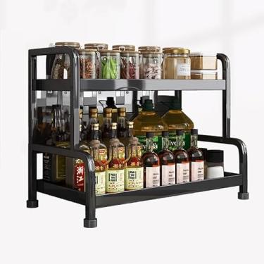 Imagem de Prateleira Organizadora Cozinha Prateleira de armazenamento multifuncional prateleira porta-tempero de aço inoxidável (2 camadas(Acessível))