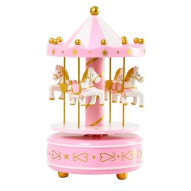 Imagem de Carrossel Cavalinho Musical Caixinha De Música Quarto Bebê (Rosa, Médio)