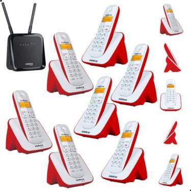 Imagem de Kit Aparelho Telefone Bina 6 Ramais Com Entrada Para Chip Celular 4G C