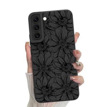 Imagem de Capa de telefone MZELQ Silicone Black Floral Samsung Galaxy S22