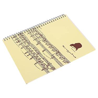 Imagem de RiToEasysports Caderno de Notação Musical, Caderno de Papel de Qualidade para Escritores de Partituras Musicais, 50 Páginas, Urso Amarelo (padrão de partitura amarela)