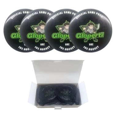 Imagem de Discos de hóquei no gelo com bolsa de malha, tamanho regulamentado oficial, 170 g, preto, pacote com 4