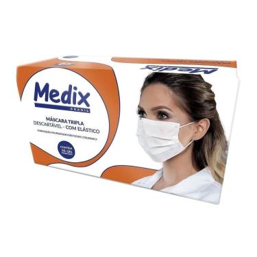 Imagem de Máscara Descartável Medix Tripla com Elástico 50 Unidades