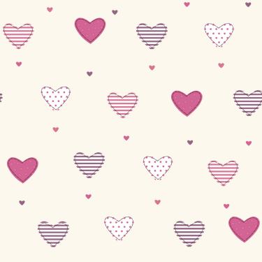 Imagem de Papel de Parede Fofura Baby Coraçoes Rosa Fundo Bege FF4058