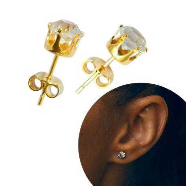 Imagem de Brinco Feminino Antialérgico Banhado a Ouro Ponto de Luz