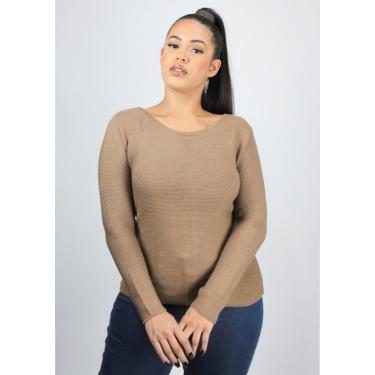 Imagem de Blusa Modal Pau a Pique Manga Longa Básica Marrom